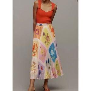 Anthropologie The Isobel Silky Pleated Skirt by Maeve Size XL